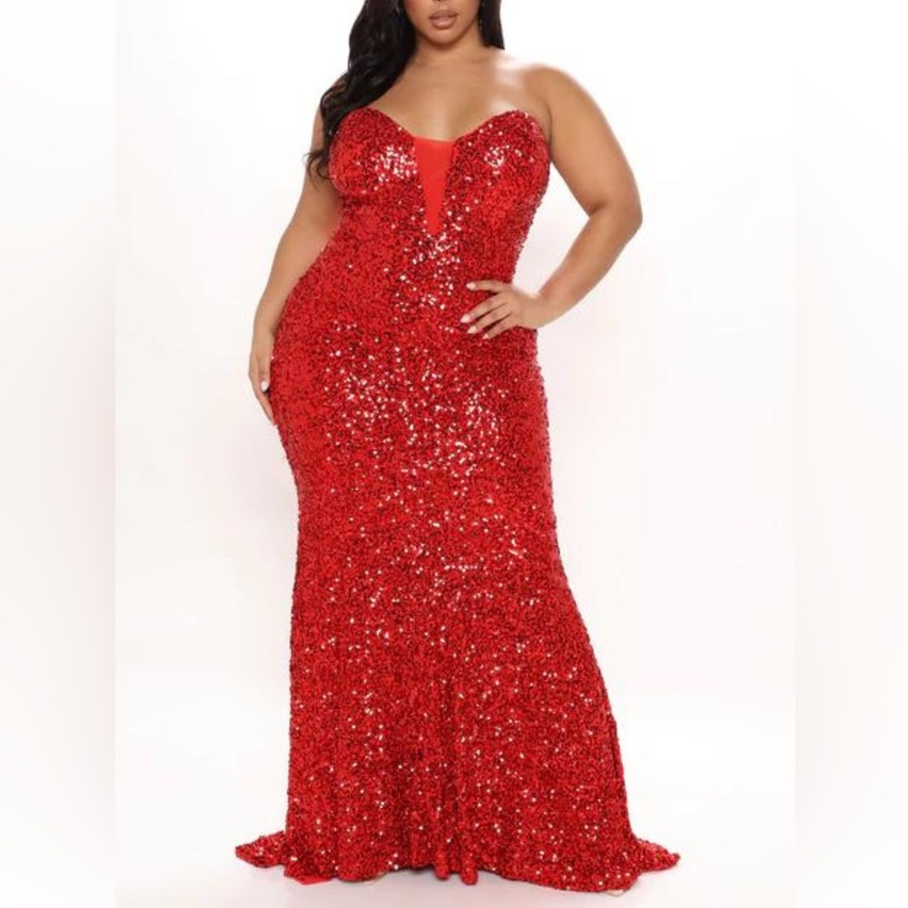 *JESSICA RABBIT INSPIRED* Fashion Nova-The Most Wanted Sequin Gown (red)